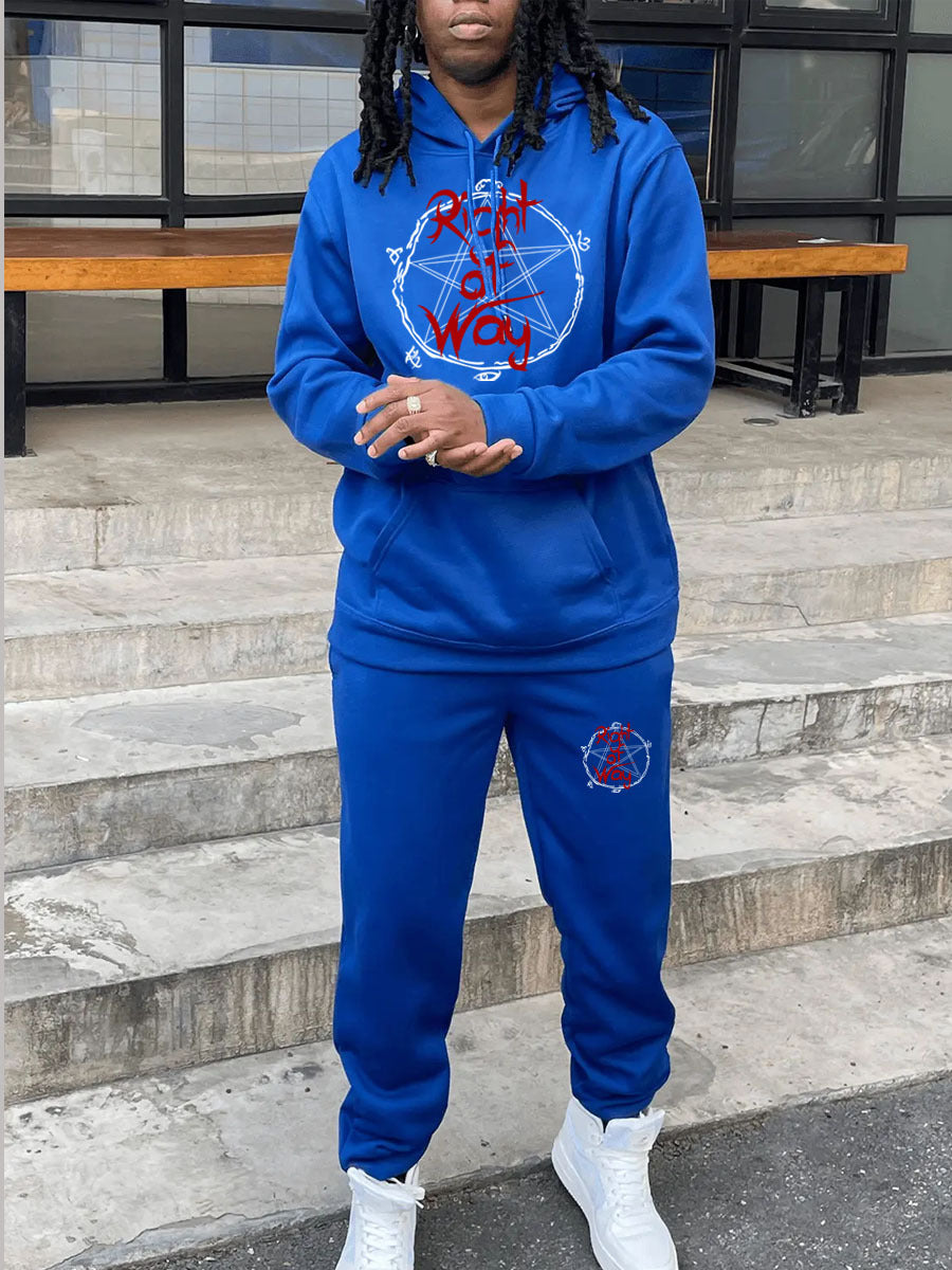 Men's Sports Hoodie and Jogging Pants Set with Unique Graphic Print Chic and Style