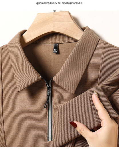 Casual long sleeve pullover for men with half zipper and textured pattern Chic und Stil