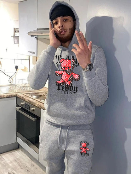 Women's hoodie and jogger pants set with eye-catching plush pattern Chic and Style