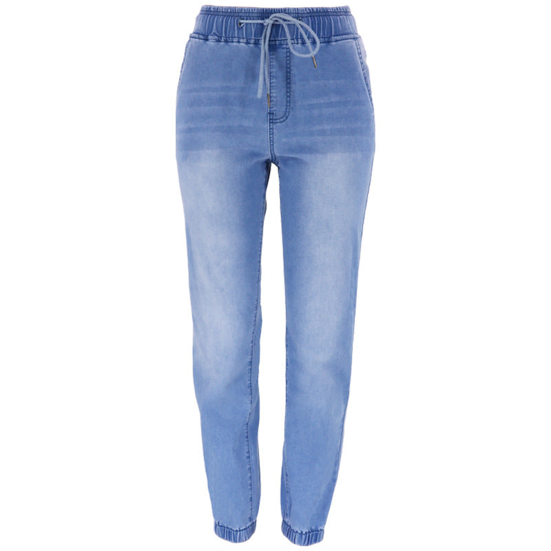 Comfortable women's denim pants with elastic waistband Chic and Style