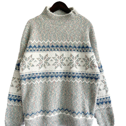 Pull en tricot pour femmes avec motif géométrique et col haut Chic und Stil
