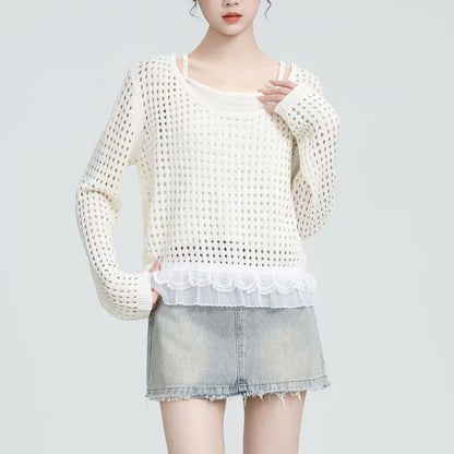 Femme pull léger avec détail volants Chic und Stil