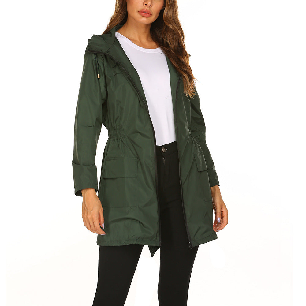 Dame veste de plein air imperméable avec capuche réglable et taille élastique Chic und Stil