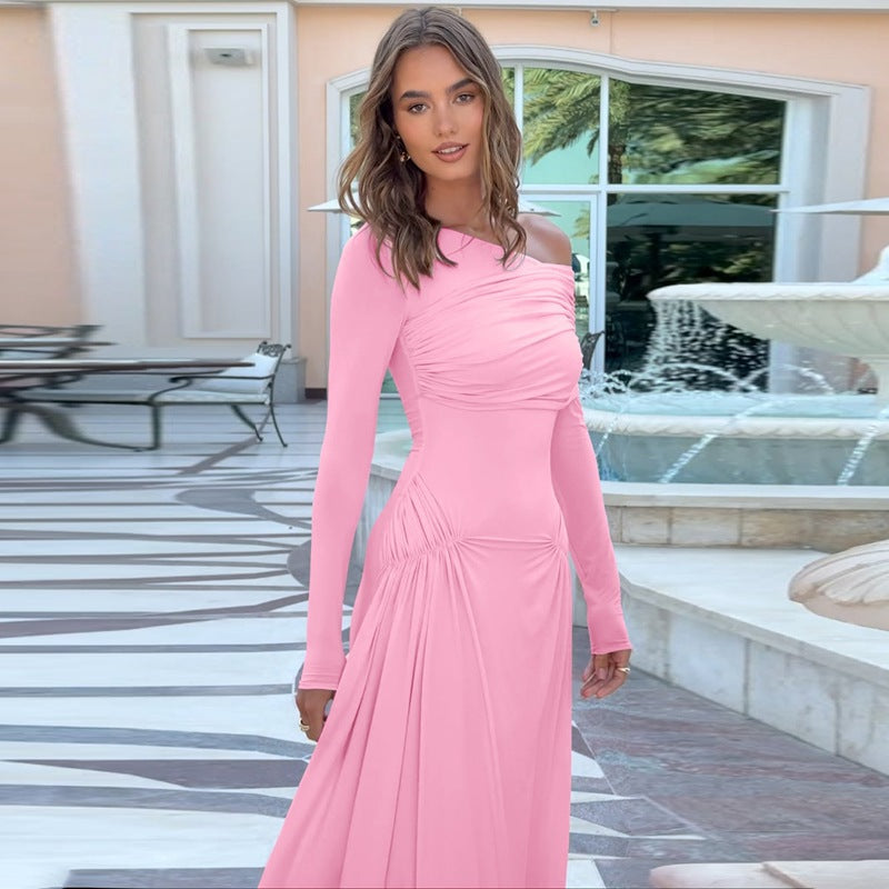 Robe maxi élégante pour femmes avec design asymétrique et fronces Chic und Stil
