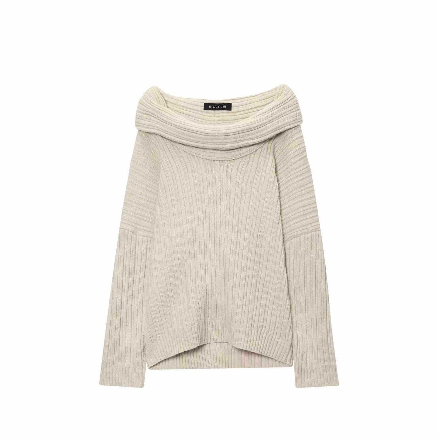 Damen weiches Strickoberteil mit asymmetrischem Ausschnitt und geripptem Design Chic und Stil