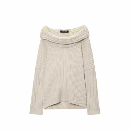 Damen weiches Strickoberteil mit asymmetrischem Ausschnitt und geripptem Design Chic und Stil