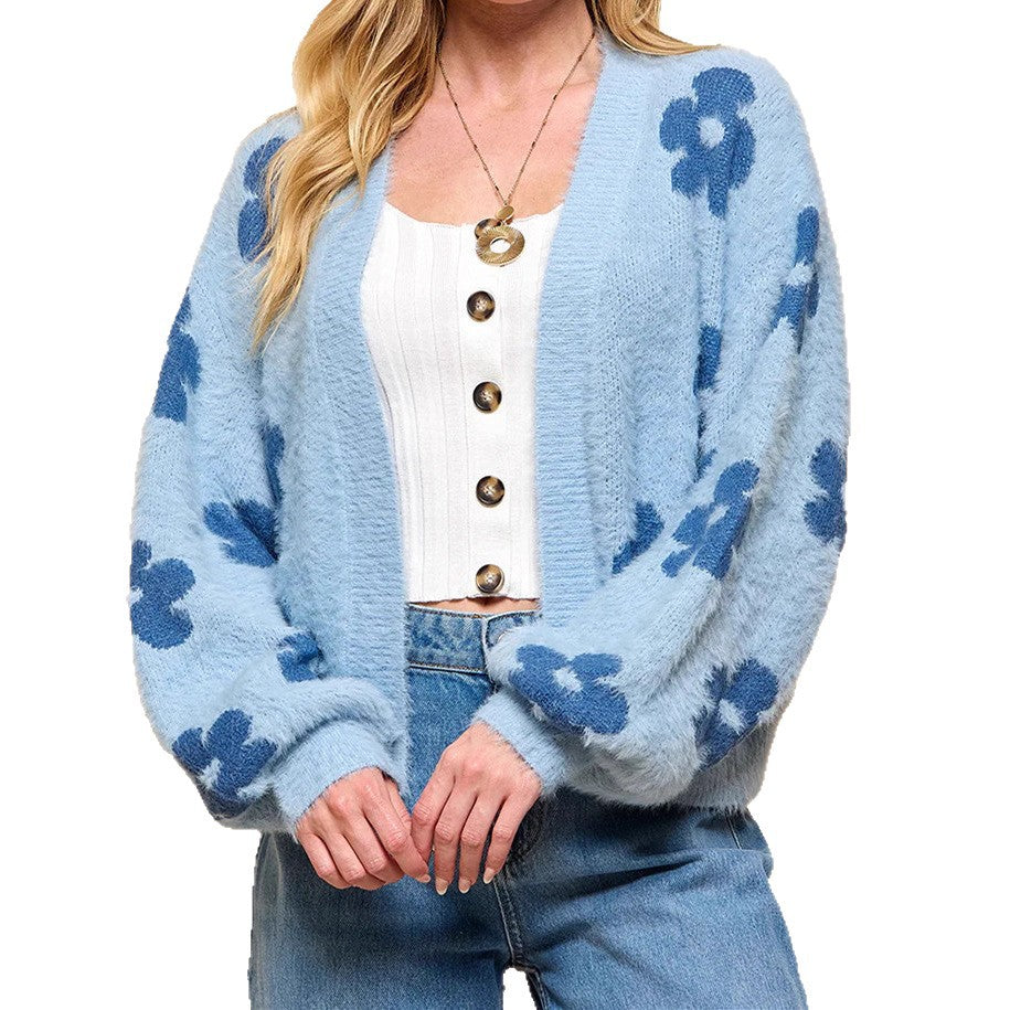 Dames cardigan moelleux avec motif floral Chic und Stil
