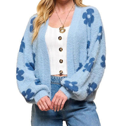 Dames cardigan moelleux avec motif floral Chic und Stil