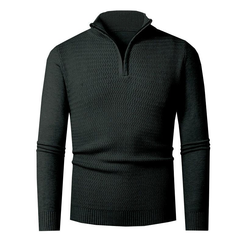 Pull en tricot élégant pour hommes avec zip et design de vagues texturé Chic und Stil