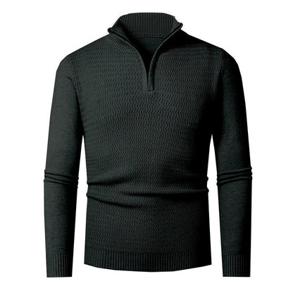 Pull en tricot élégant pour hommes avec zip et design de vagues texturé Chic und Stil