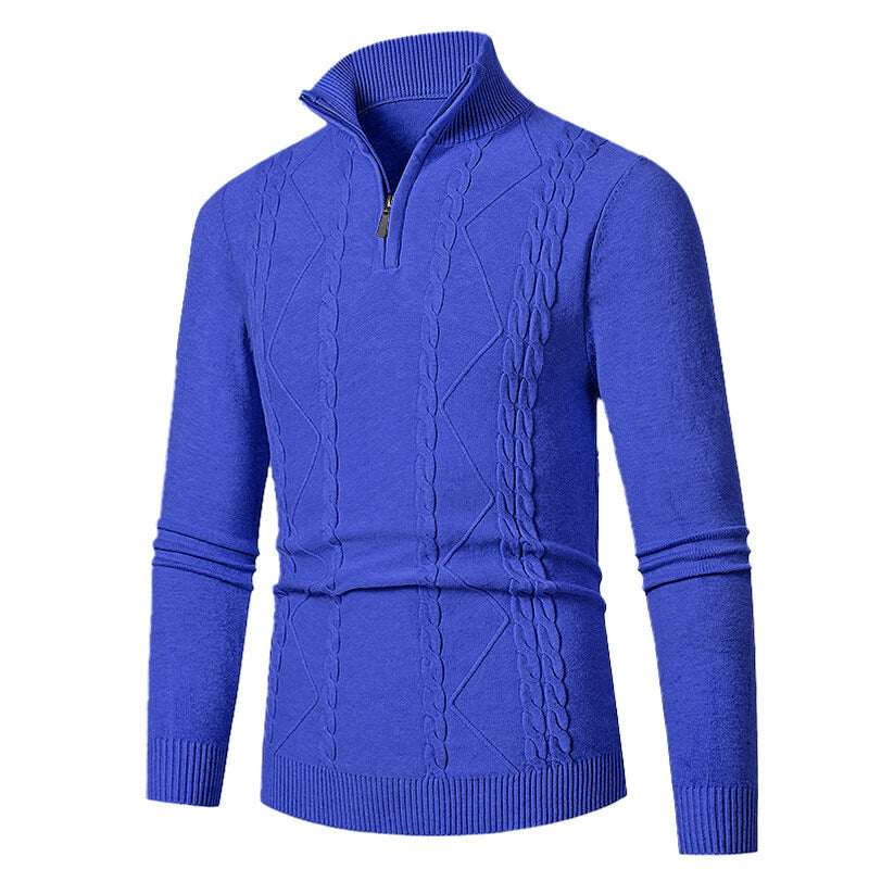 Knitted pullover for men with high collar and cable pattern Chic and Style