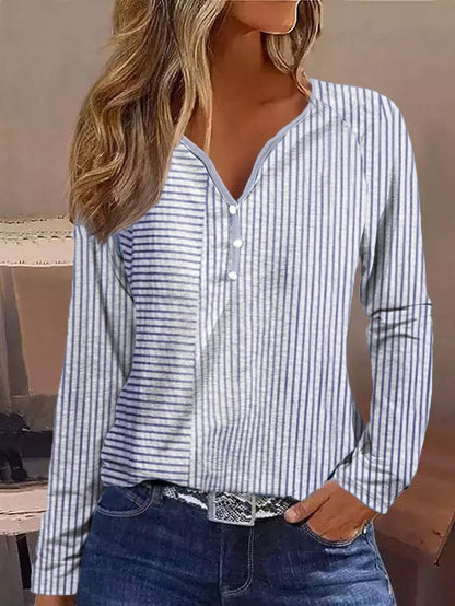 Chemise à manches longues pour femmes avec liste de boutons et motif rayé sophistiqué Chic und Stil