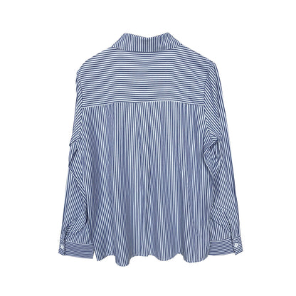 Chemise à boutons à rayures brodée pour femmes Chic und Stil