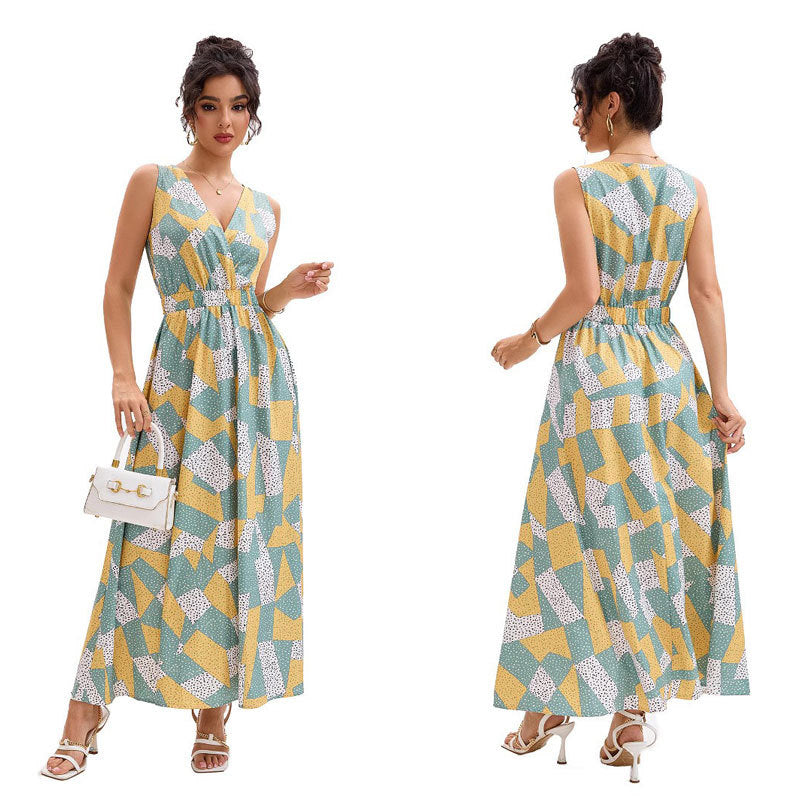 Robe maxi à imprimé géométrique Chic und Stil pour femmes