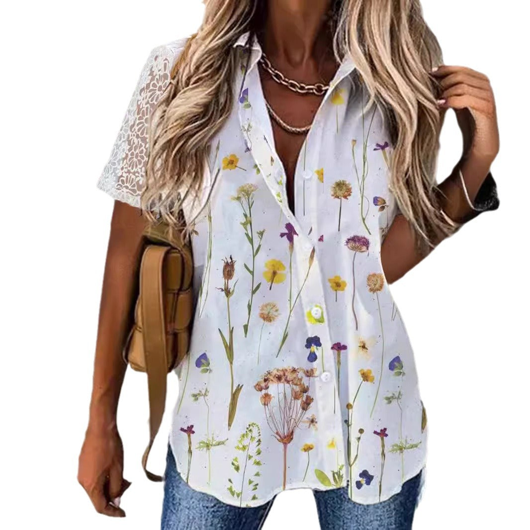 Chemisier pour femmes avec imprimé floral et manches courtes Chic und Stil 1750916551
