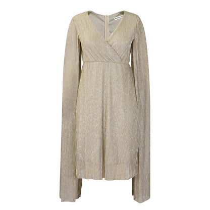 Dames Élégante robe portefeuille avec des manches transparentes longues et effet scintillant Chic und Stil