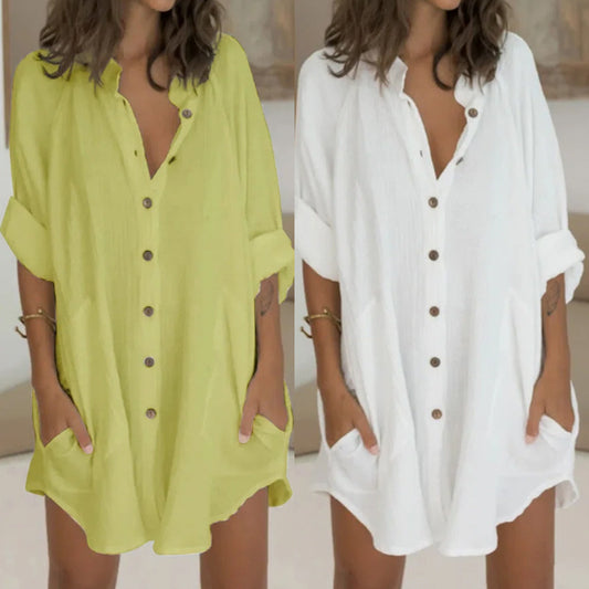 Robe chemise surdimensionnée pour femmes avec poches pratiques et patte de boutonnage Chic und Stil
