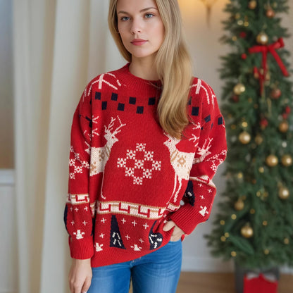Pull de Noël à motif pour femmes avec design de renne festif et coupe oversize Chic und Stil