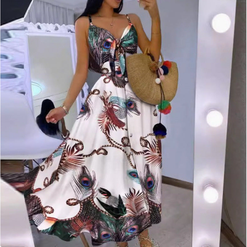 Robe maxi inspirée Boho pour femmes avec détail noué Chic und Stil