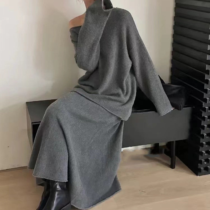 Robe en tricot décontractée pour femmes avec un élégant design dénudé-épaule et un matériau doux Chic und Stil