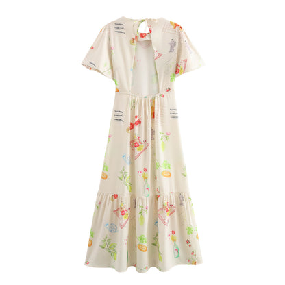 Robe maxi femme avec imprimé coloré et volants fluides Chic und Stil