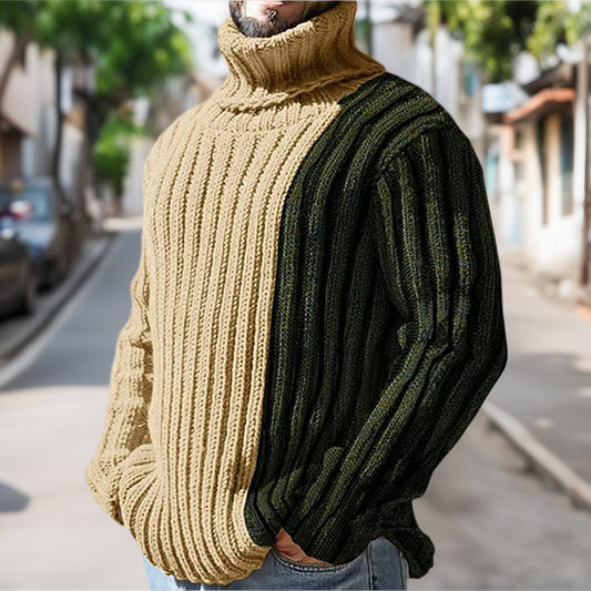 Pull en tricot pour hommes avec col montant moderne et design en dégradé de couleurs Chic und Stil