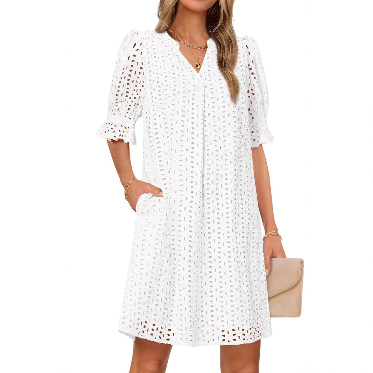 Robe d'été fluide pour femme avec des détails en dentelle élégants Chic und Stil