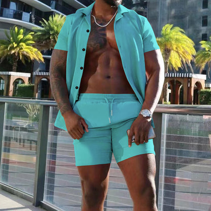Homme décontracté ensemble chemise à manches courtes et shorts Chic und Stil
