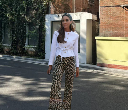 Chic and Style Women's Fabric Animal Print Pants