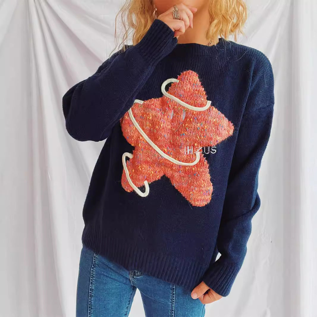 Pull en tricot pour femmes avec motif créatif et coupe décontractée Chic und Stil