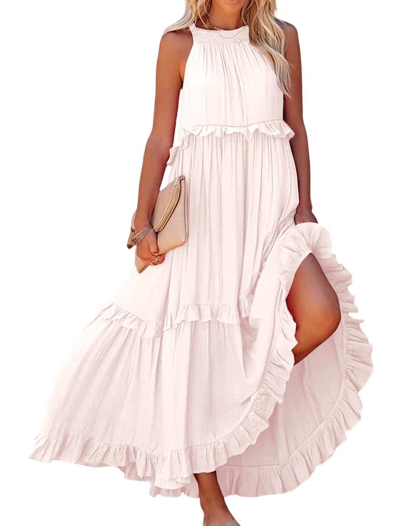 Robe maxi femme avec détails volantés et silhouette aérienne Chic und Stil