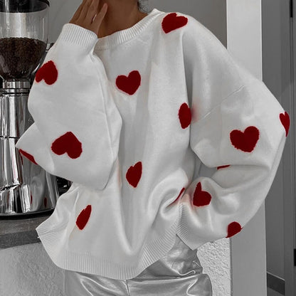 Pull femme avec motifs en forme de cœur et coupe décontractée Chic und Stil