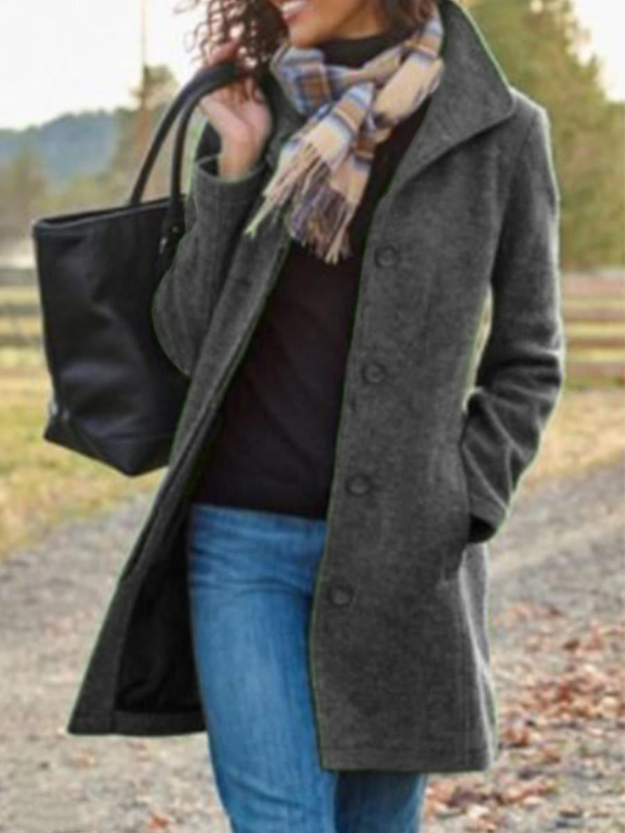 Dames élégant manteau en laine avec poches pratiques et revers classique Chic und Stil
