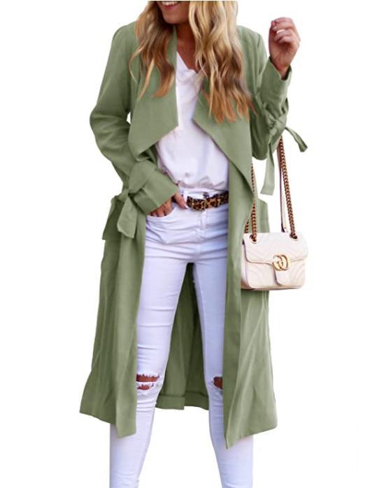 Fluid trench coat for women with tie belt and large collar Chic and Style