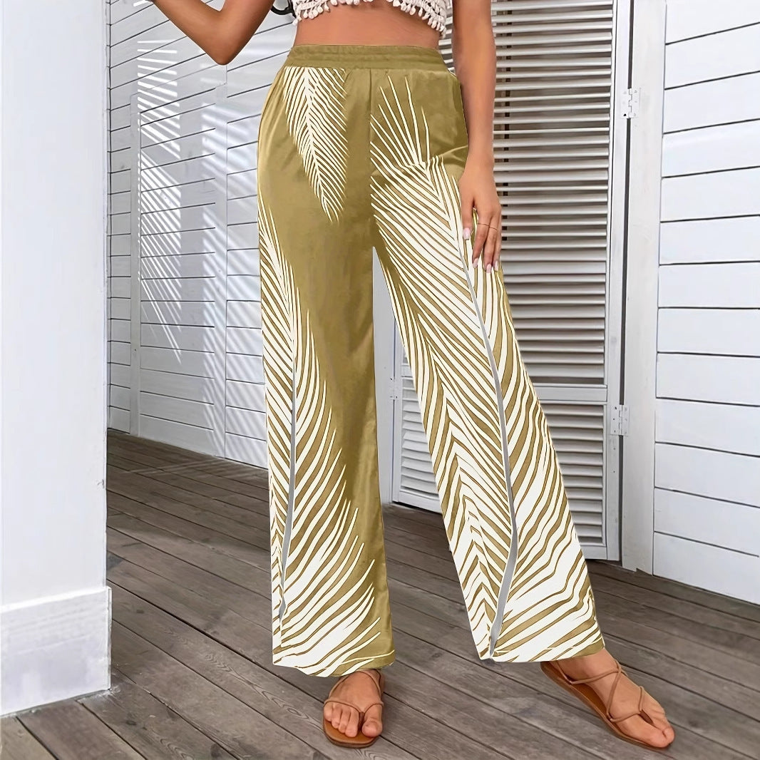 Elegant and lightweight palazzo pants for women with palm tree pattern Chic and Style