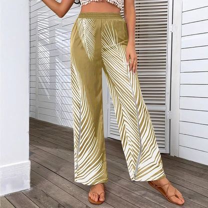 Elegant and lightweight palazzo pants for women with palm tree pattern Chic and Style