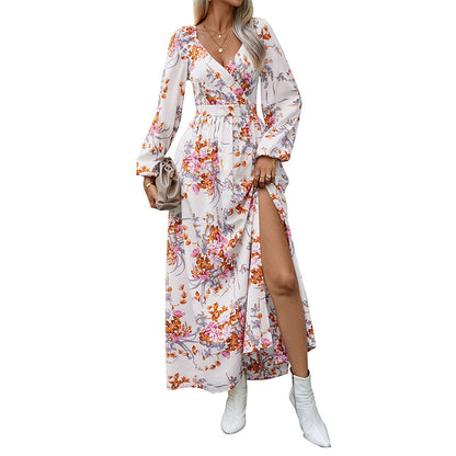 Robe maxi femme avec design floral et fente latérale Chic und Stil