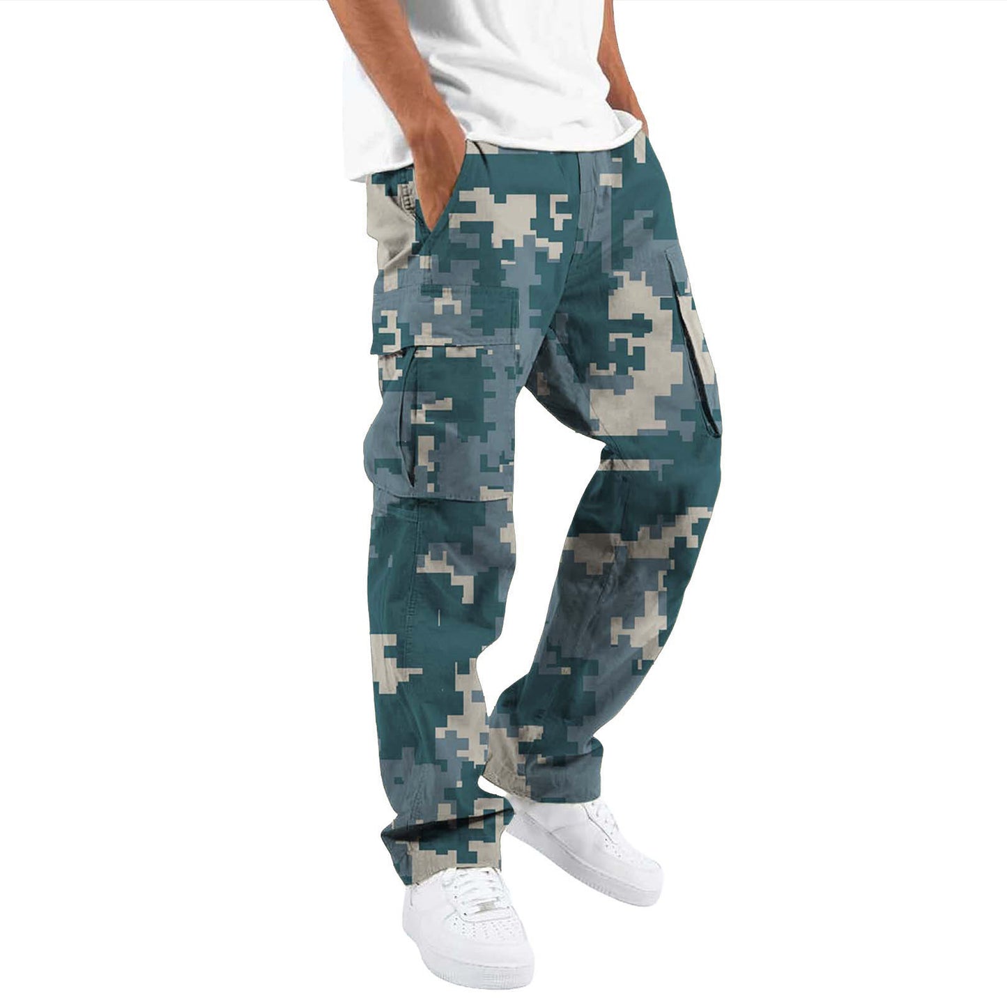 Camouflage cargo pants for men with multiple pockets Chic und Stil