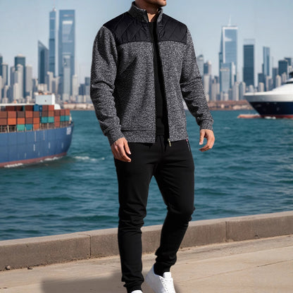 Veste de sport pour hommes avec un motif à côtes horizontales et une zone d'épaule légèrement rembourrée Chic und Stil