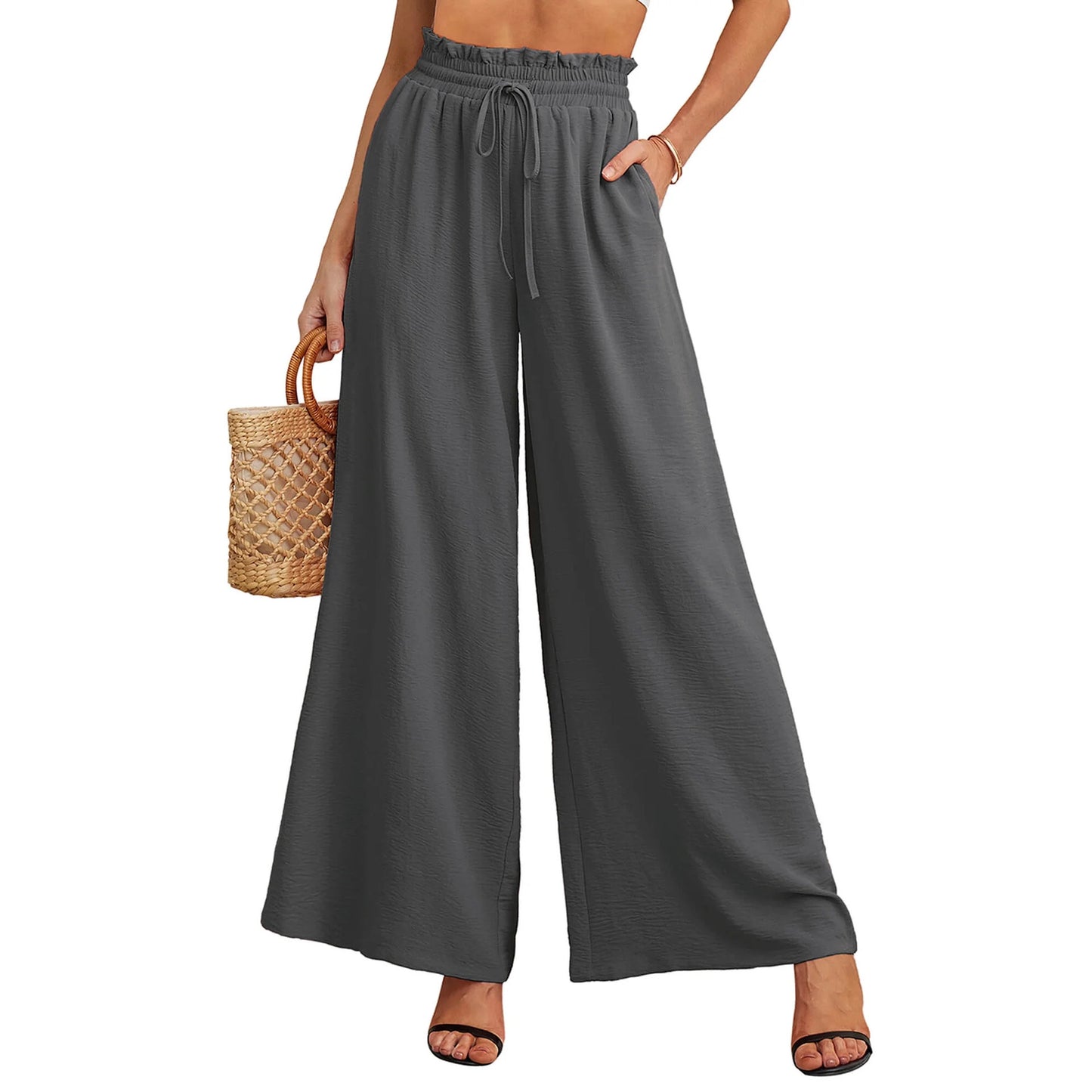 Women Summer Loose and Airy Pants with Elastic Waistband and Ties Chic and Style