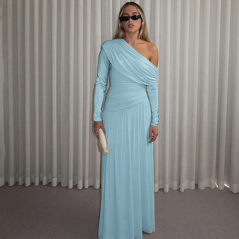 Robe maxi enveloppante élégante pour femmes à coupe asymétrique Chic und Stil