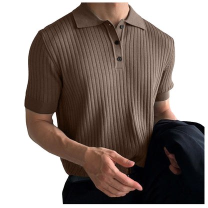 Chemise polo en coton pour hommes avec design à côtes texturé et élégant col Chic und Stil