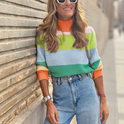 Pull en tricot douillet pour femmes avec un design moderne de bloc de couleur Chic und Stil
