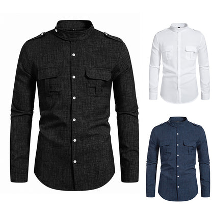Chemise élégante à manches longues pour hommes avec poches poitrine pratiques Chic und Stil