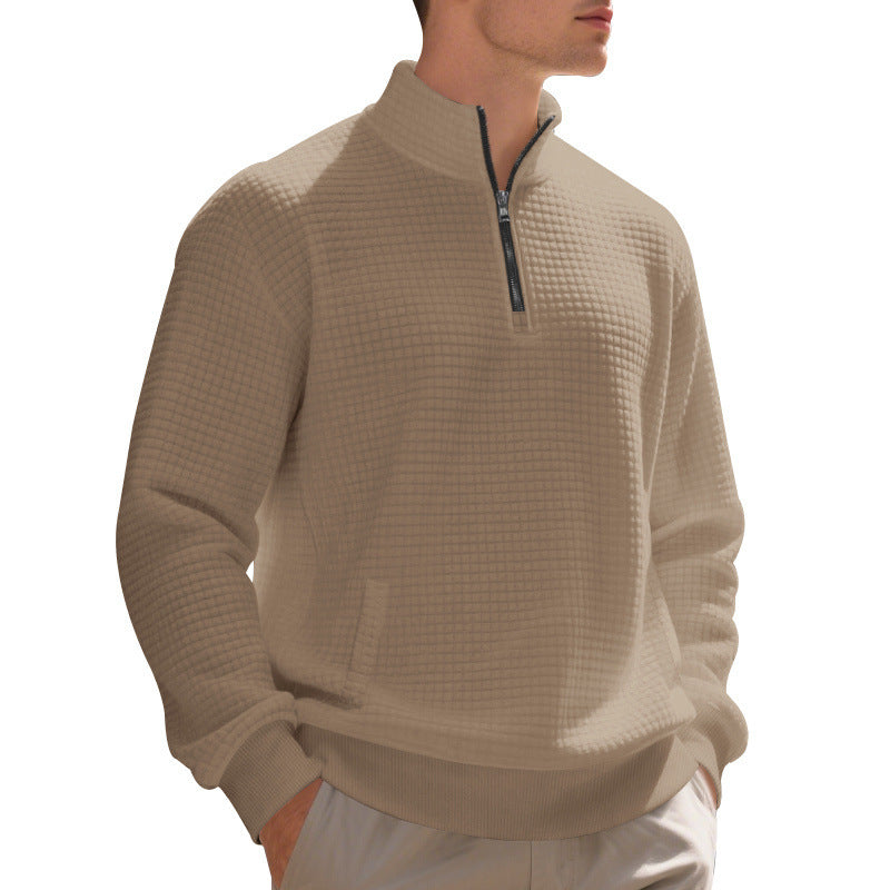 Sporty pullover for men with zipper and textured surface Chic and Style