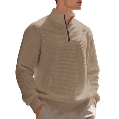 Sporty pullover for men with zipper and textured surface Chic and Style
