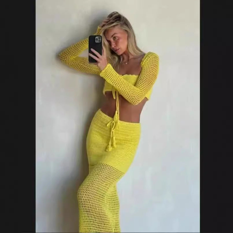 Robe au crochet pour femmes avec insert élastique et lacets détaillés Chic und Stil
