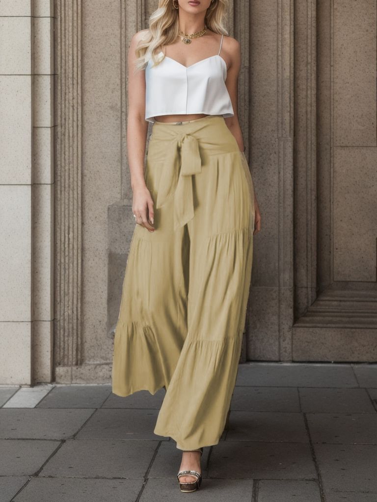Wide Palazzo pants for women with high waist and belt at the waist Chic and Style