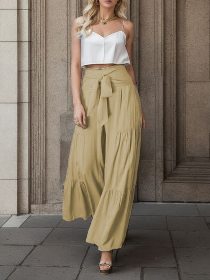 Wide Palazzo pants for women with high waist and belt at the waist Chic and Style