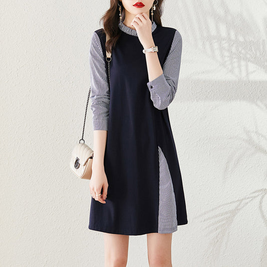 Robe décontractée à manches rayées pour femmes Chic und Stil